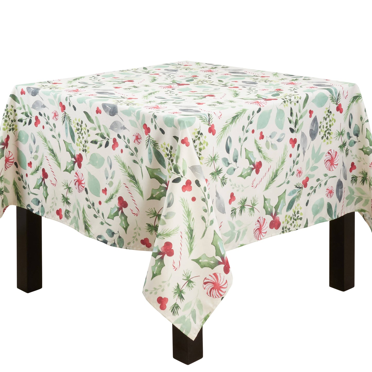 Christmas Foliage and Candy Canes Tablecloth