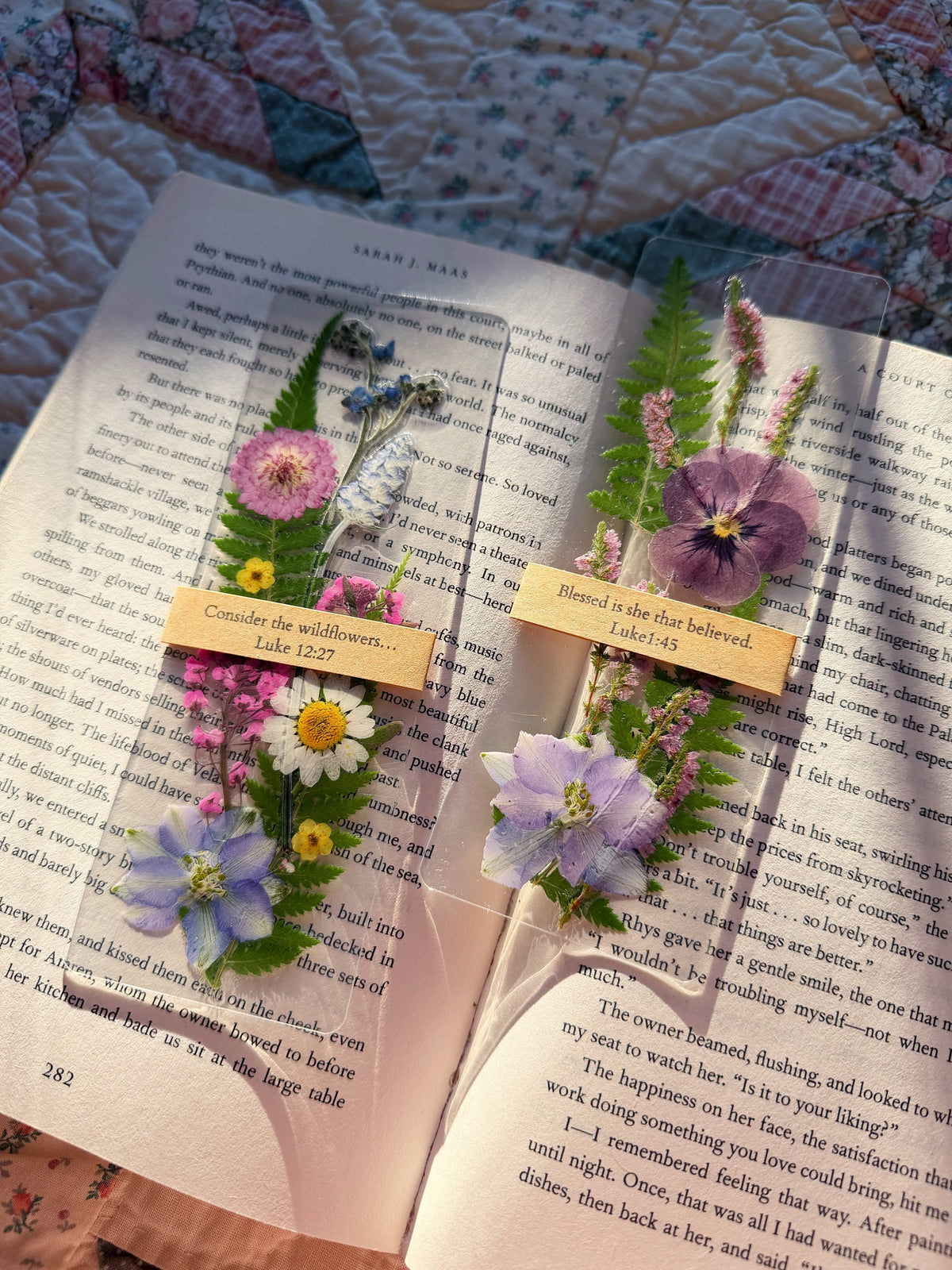 Bookmark - Floral - Consider the wildflowers scripture