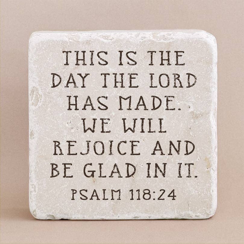 Scripture Stone - Rejoice and be glad - Psalm 118:24 Large