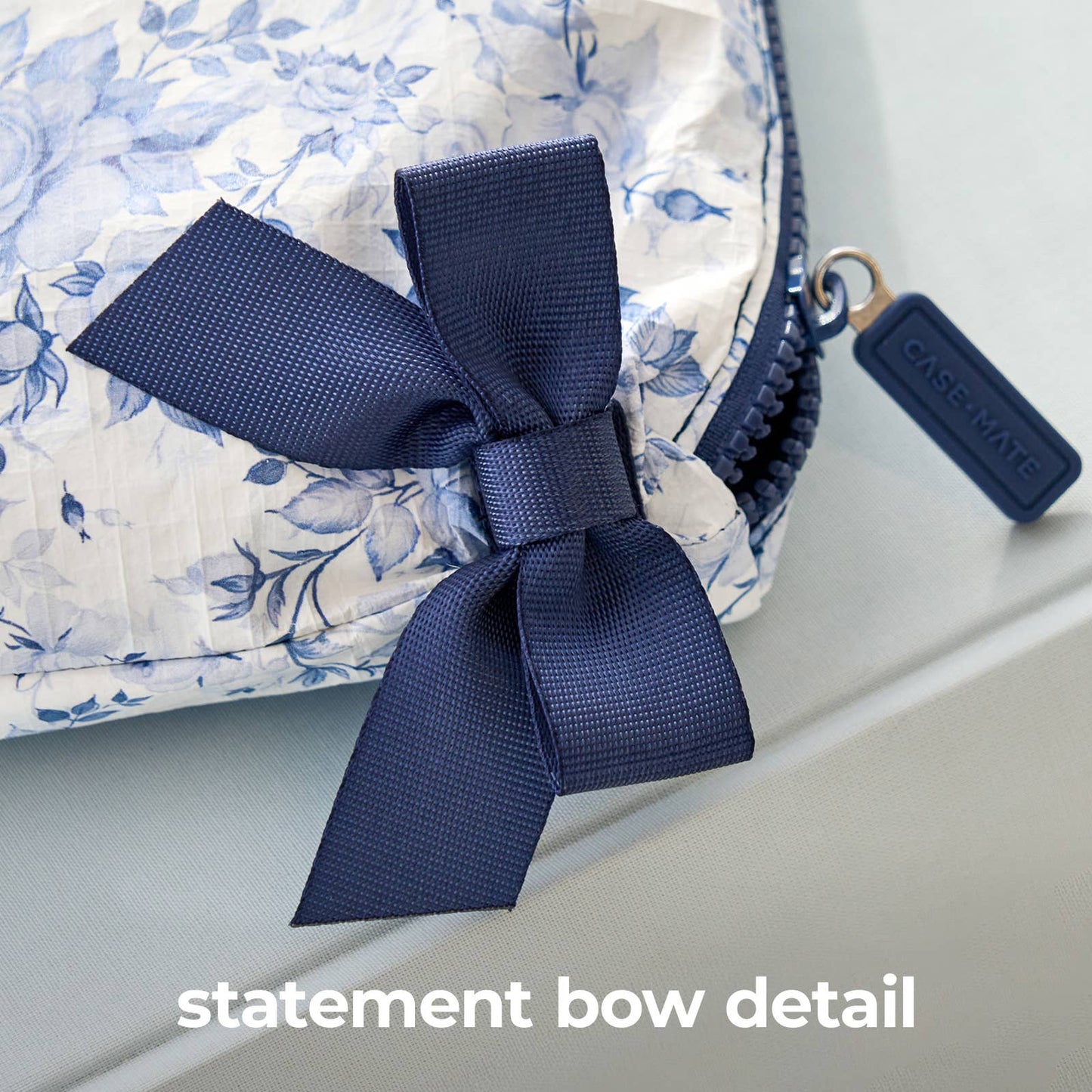 Zip Bag - Navy Bow Crinkle