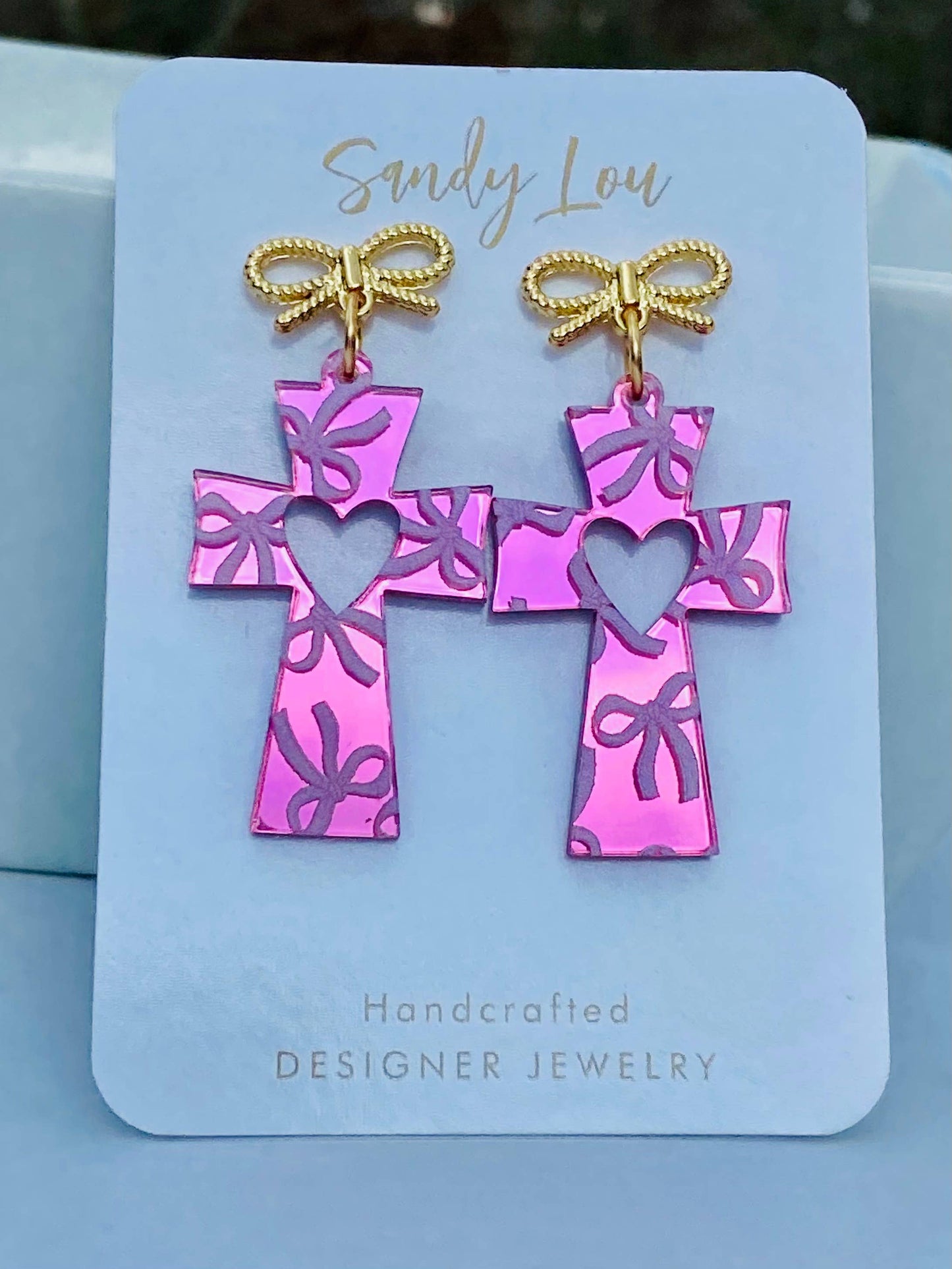 Earrings - Cross - Mirror Bows