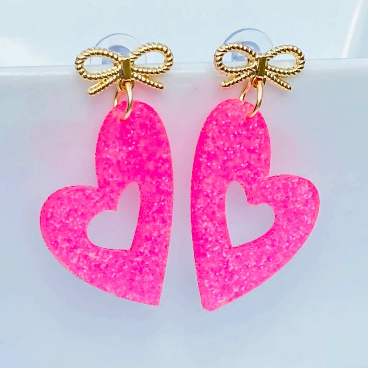 Earrings - Heart w Bow