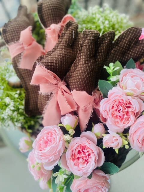 Easter Decor - Chocolate Bunny - Vintage Fabrics