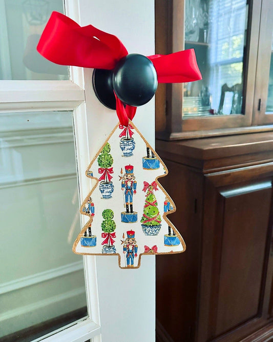 Door Hanger - Chinoiserie Nutcracker 8" Tree