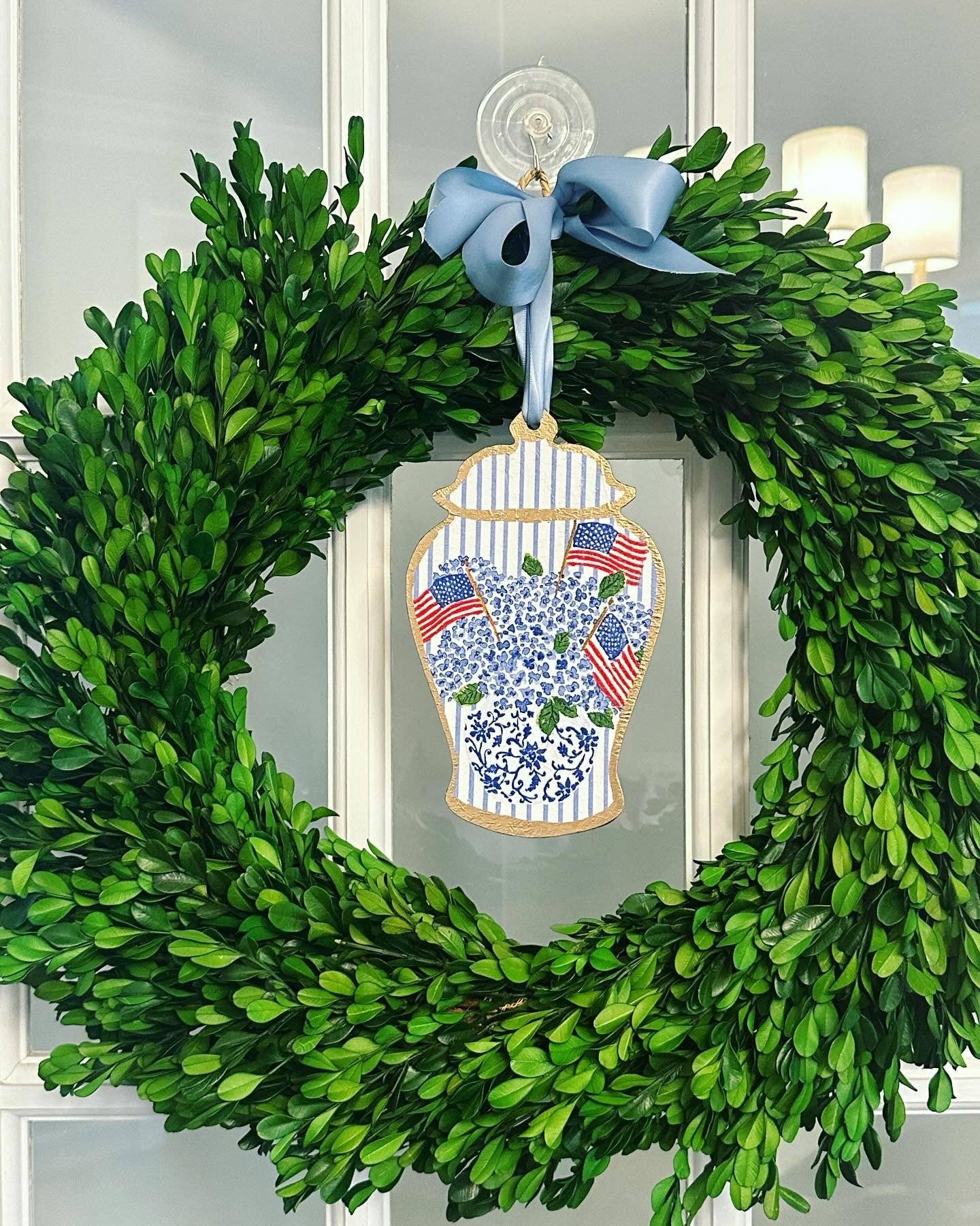 Door Hanger - Ginger Jar - 8" American Flag