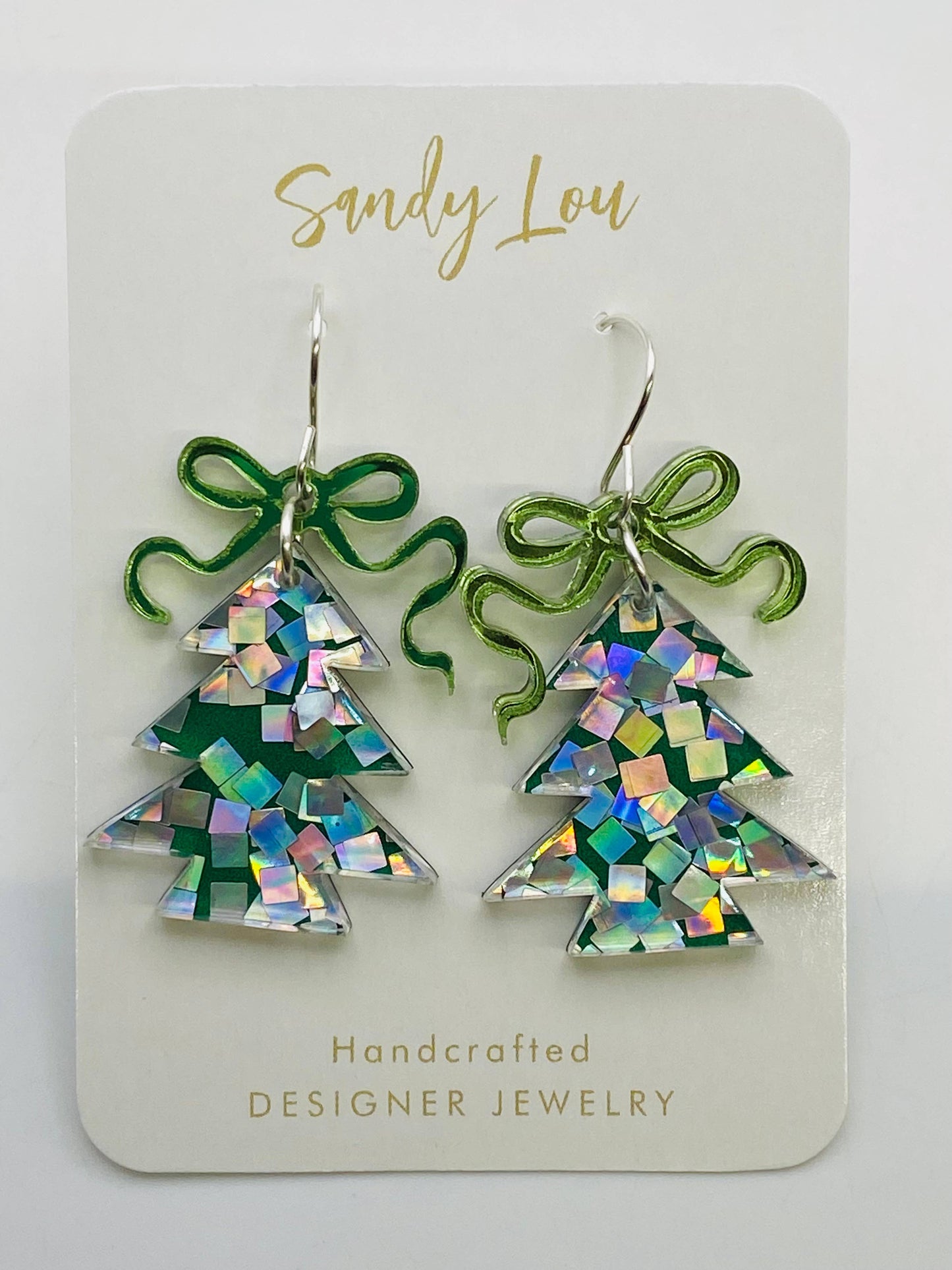 Earrings - Tree - Confetti: Green Pixie Dust 