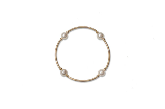8mm White Pearl Blessing Bracelet with Gold Filled Tubes