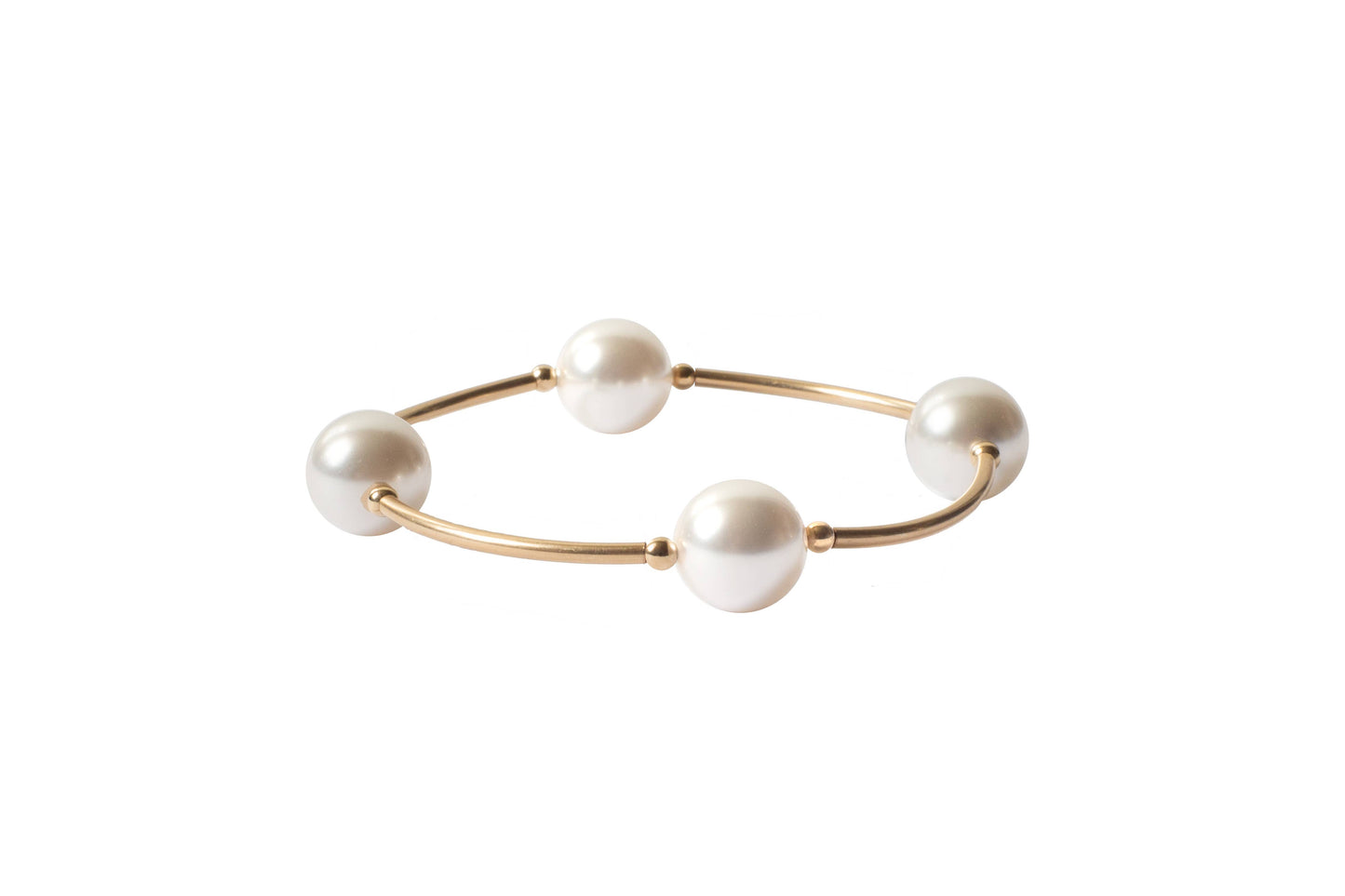 12mm White Pearl Blessing Bracelet with Gold Filled Tubes