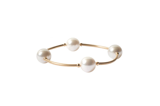 12mm White Pearl Blessing Bracelet with Gold Filled Tubes