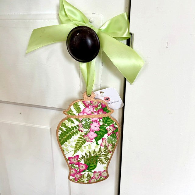 Door Hanger - Floral Fern 8" Ginger Jar