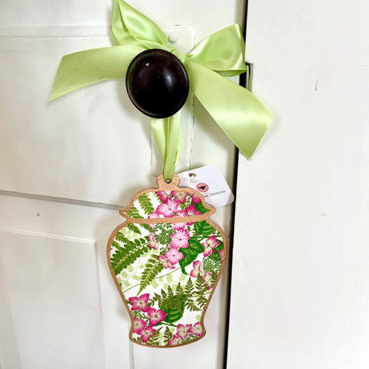 Door Hanger - Floral Fern 8" Ginger Jar