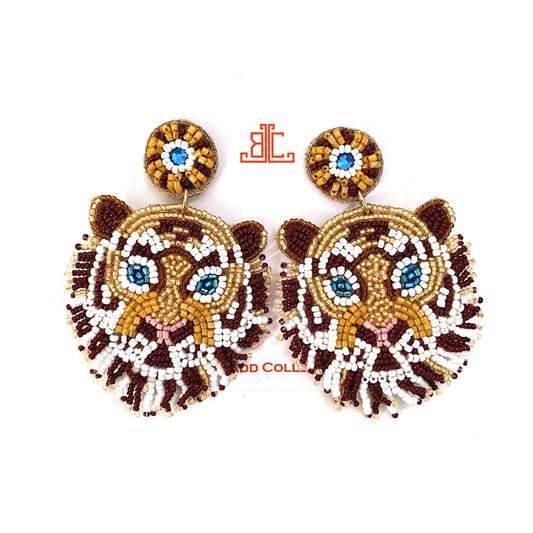 Tiger beaded earrings