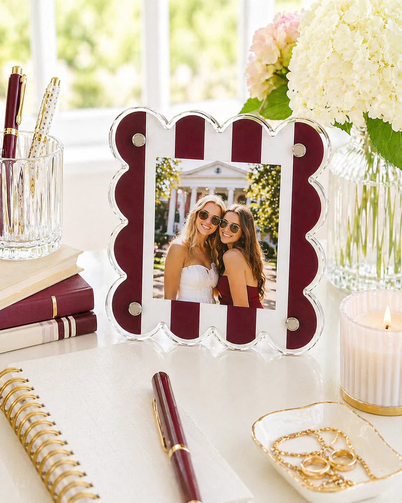 Frame - Acrylic Maroon & White