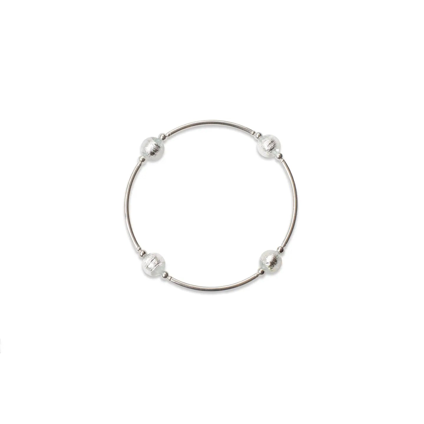 8mm Silver Murano LARGE Size Blessing Bracelet with Sterling Silver Tubes