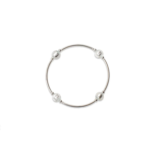 8mm Silver Murano LARGE Size Blessing Bracelet with Sterling Silver Tubes