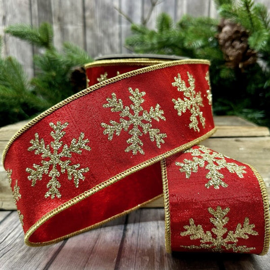 Wired Ribbon - Snowflake Dupion Silk