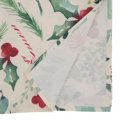 Tablecloth - Square - Christmas Holly & Candy Canes