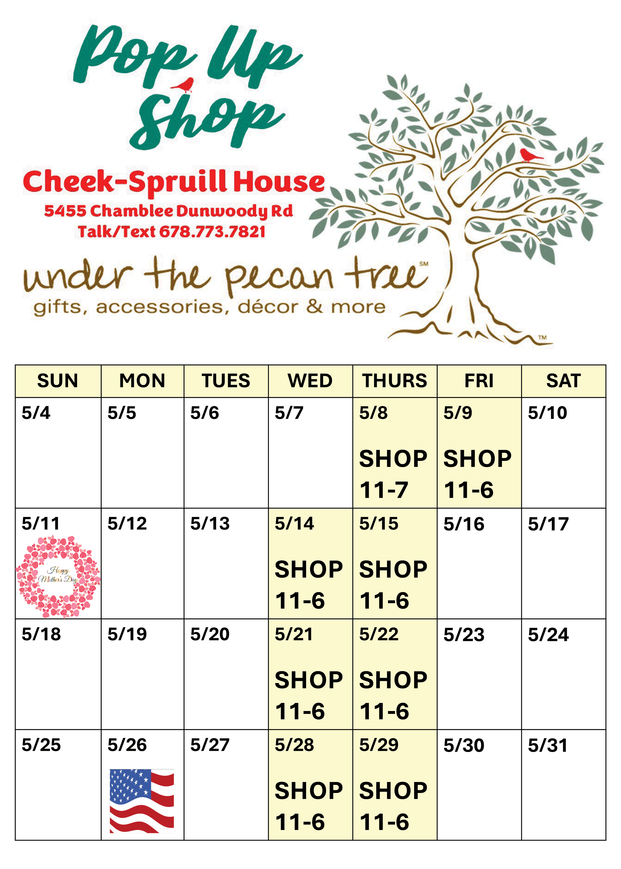 Pop-Up Shopping with Under The Pecan Tree